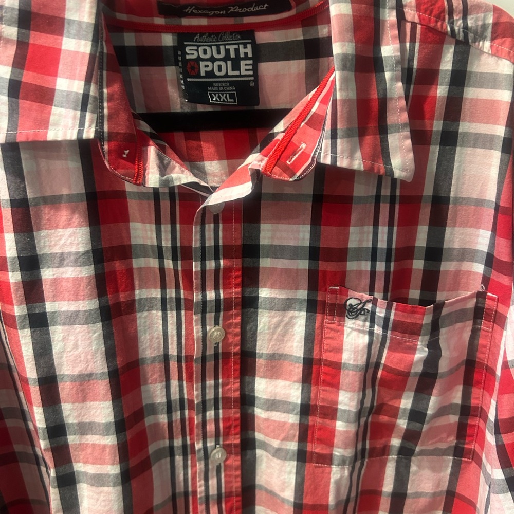 South Pole button front plaid shirt